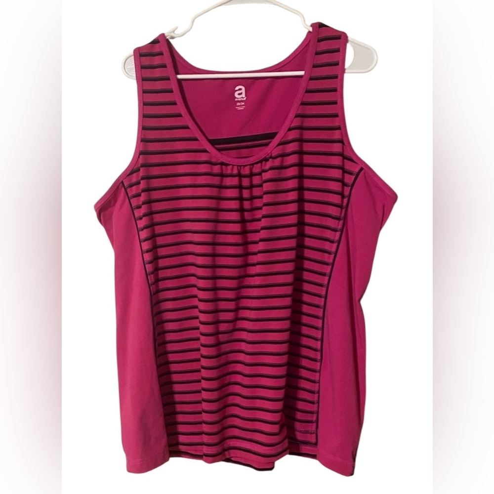 AVENUE Striped Tank Top Womens 22/24 Stretch Pink Comfort Vacation Resort Active